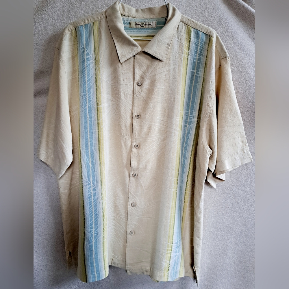Men's Tommy Bahama Cream Tropical Button Down Shirt